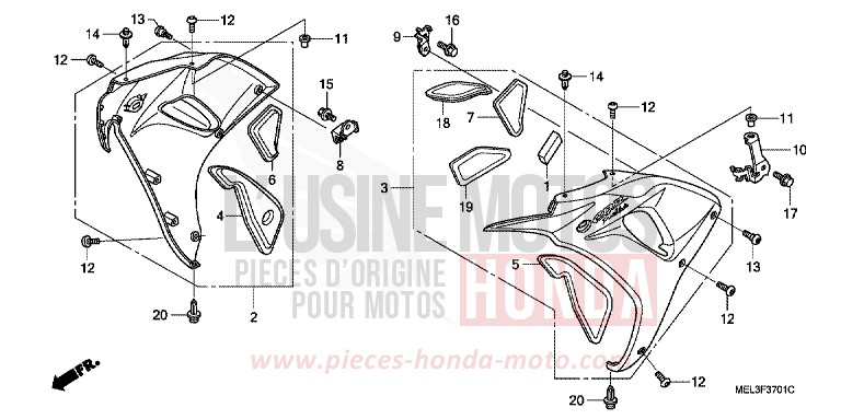 CARENAGE MILIEU (CBR1000RR6/7) de CBR1000RR "Fireblade" IRON NAIL SILVER METALLIC-U (NH167EA) 2006